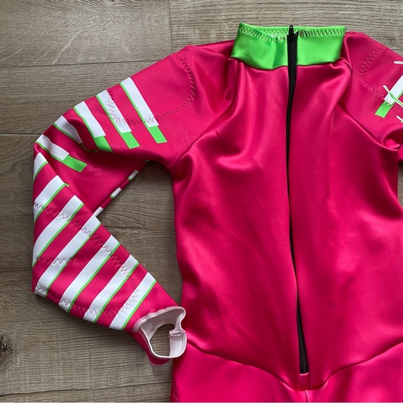 Spyder Performance GS Ladies Large Ski Race Suit in Taffy Pink Bryte Green color - Picture 3 of 16